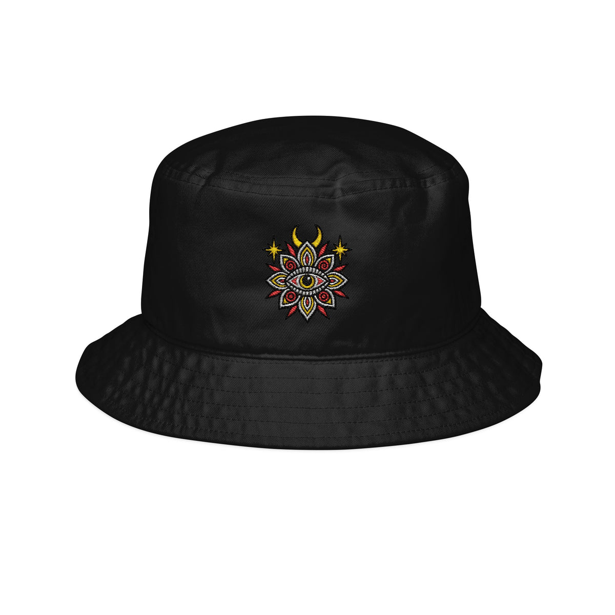 Karma Crow Mystical Eye Embroidered Bucket Hat – Gothic Celestial Hat
