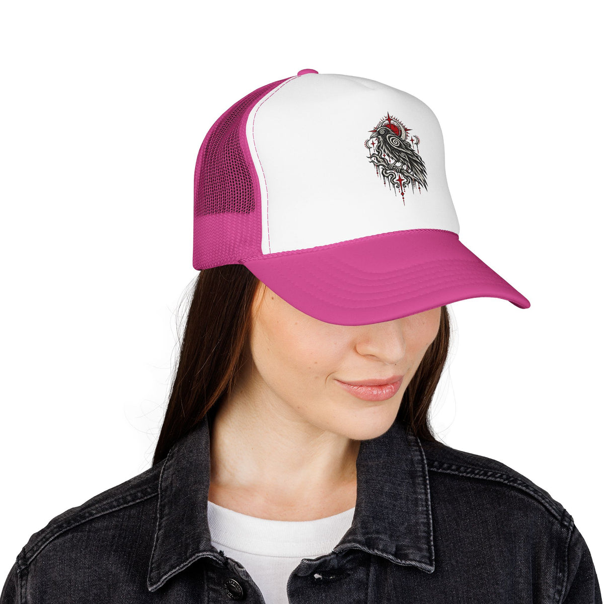 Karma Crow Raven Trucker Hat — Gothic Crow Mesh Cap