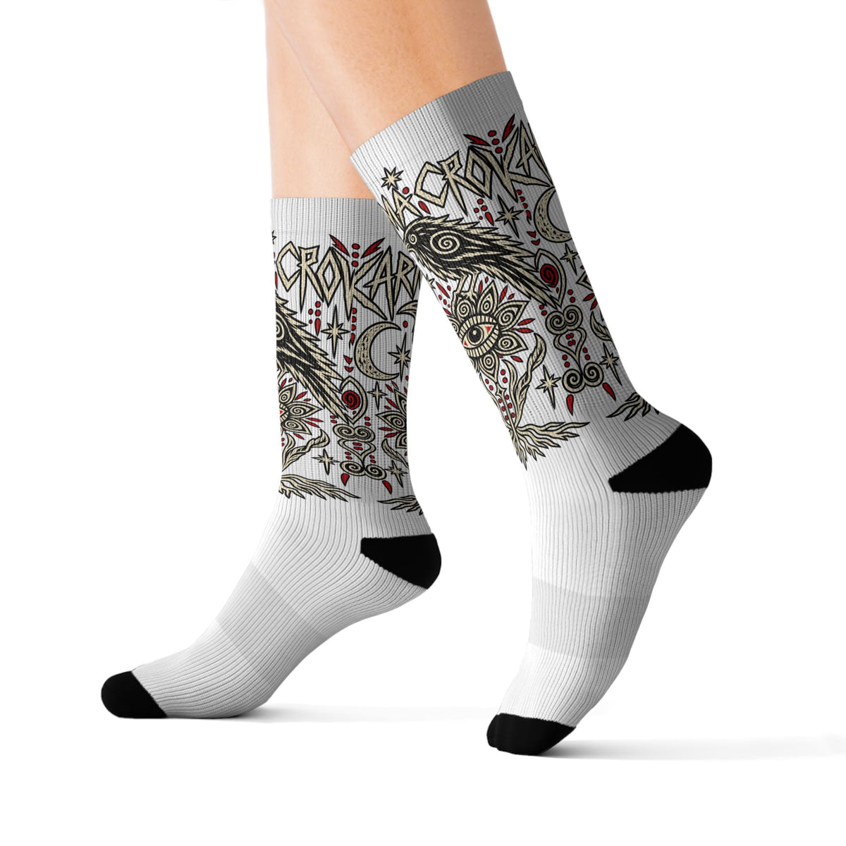 Karma Crow Mystical Eye Socks — Occult Raven Crew Socks