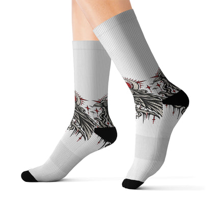 Karma Crow Raven Socks — Gothic Crow Sublimation Crew Socks