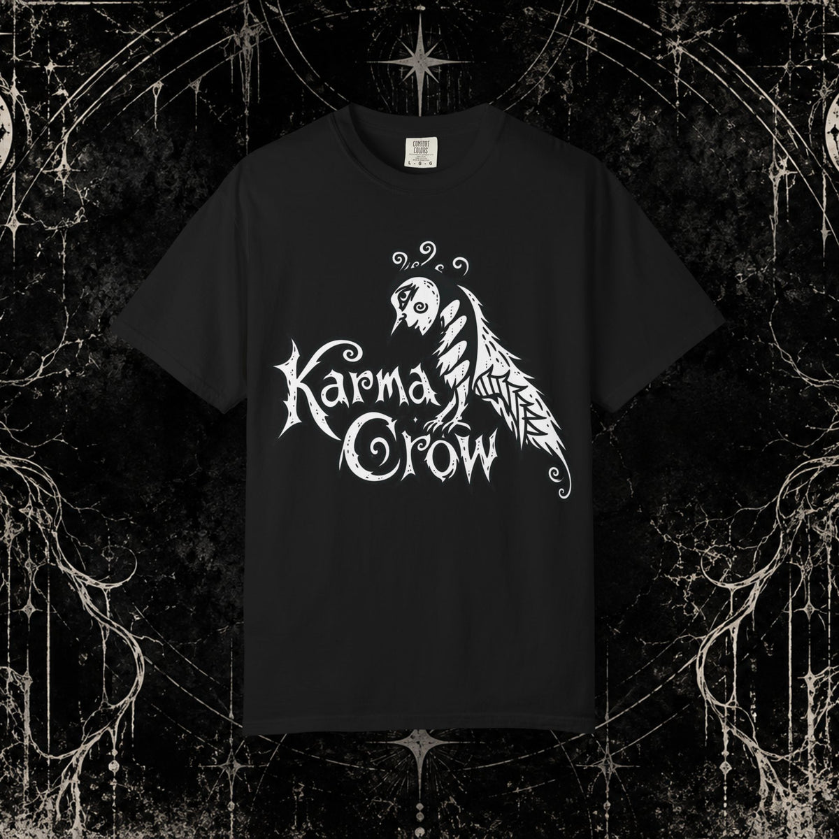 Karma Crow Graphic T-Shirt — Gothic Crow Illustration Tee