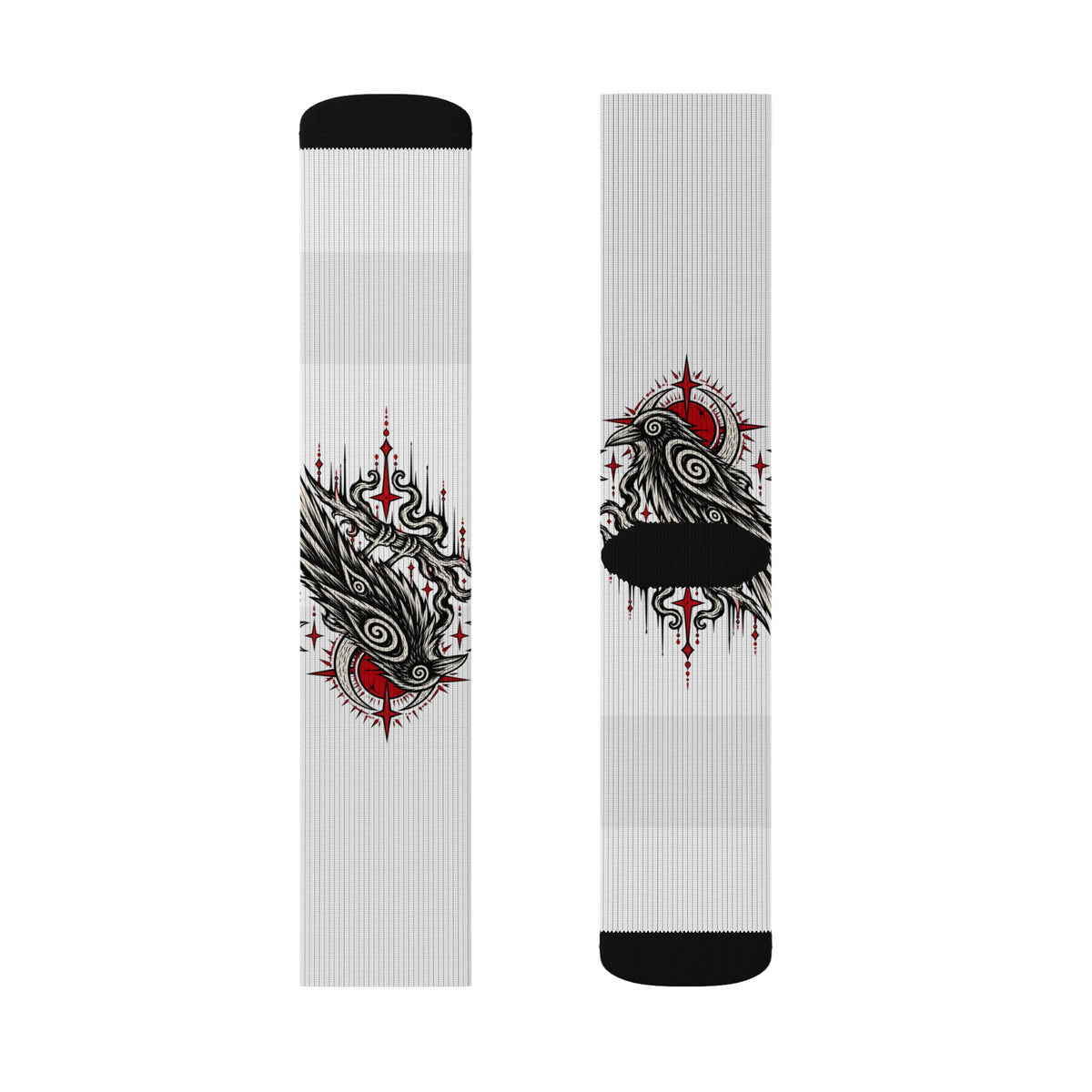Karma Crow Raven Socks — Gothic Crow Sublimation Crew Socks