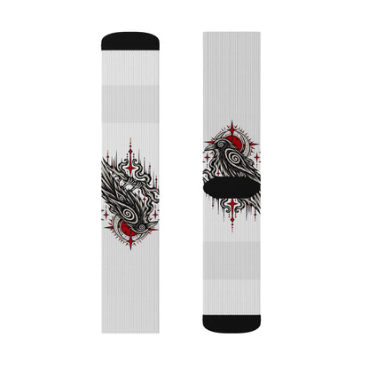 Karma Crow Raven Socks — Gothic Crow Sublimation Crew Socks