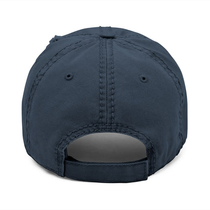 Karma Crow Raven Badge Distressed Dad Hat – Embroidered Gothic Cap