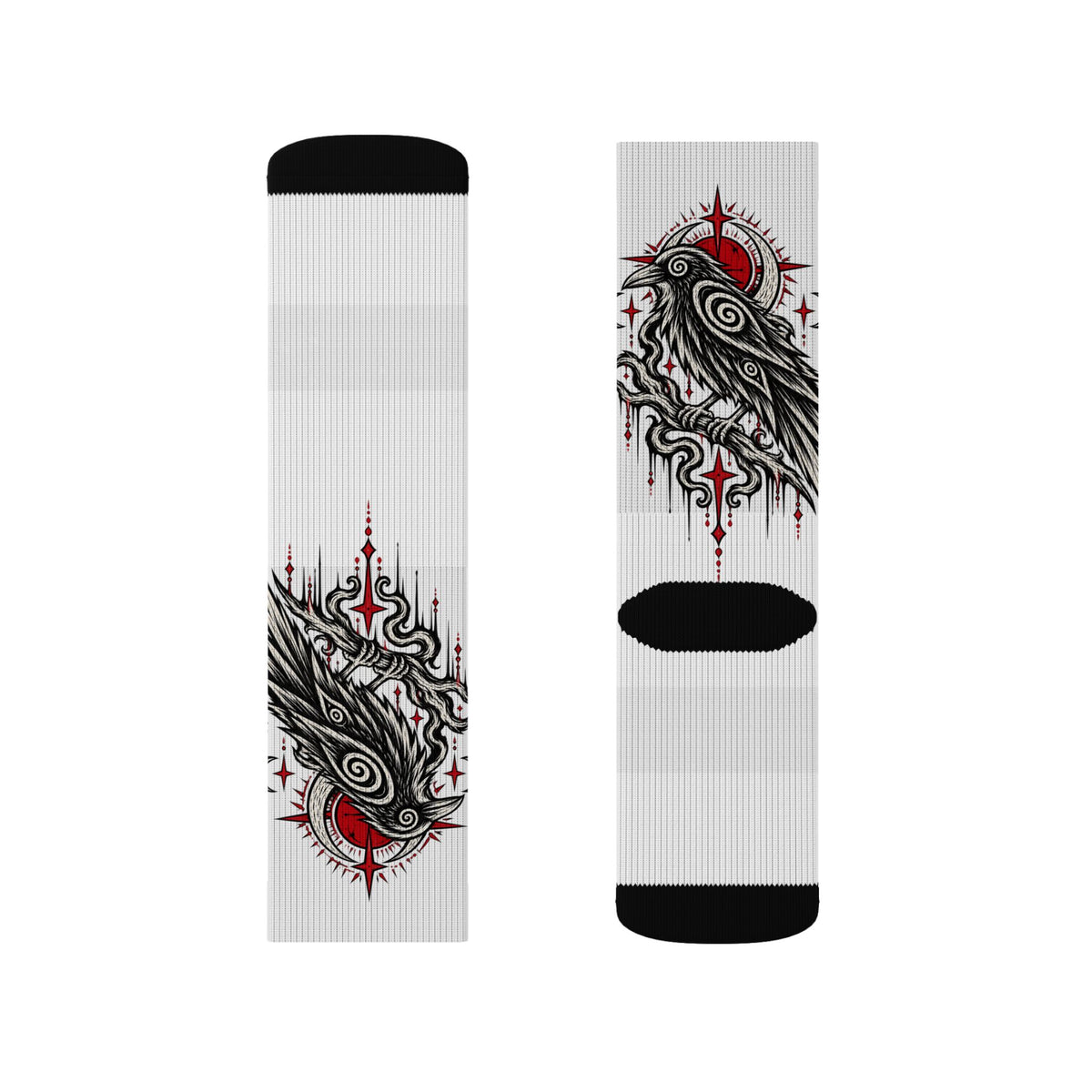 Karma Crow Raven Socks — Gothic Crow Sublimation Crew Socks