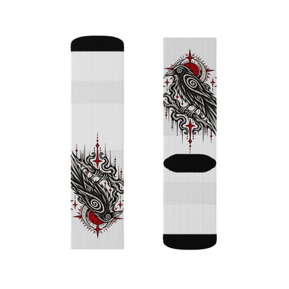 Karma Crow Raven Socks — Gothic Crow Sublimation Crew Socks