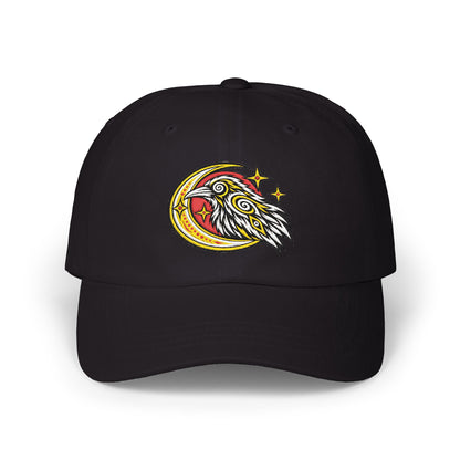 Karma Crow Raven & Crescent Embroidered Dad Cap – Gothic Celestial Hat