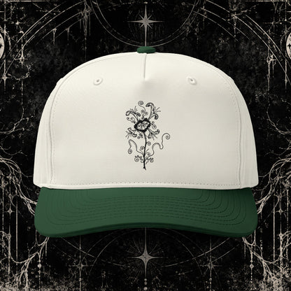 Embroidered Vintage Rose Two-Tone Cap