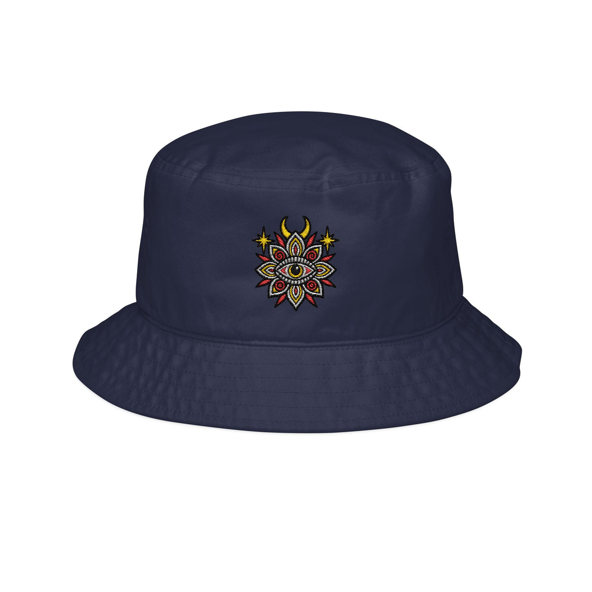 Karma Crow Mystical Eye Embroidered Bucket Hat – Gothic Celestial Hat