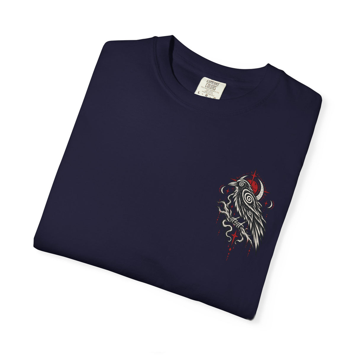 Raven Skull Graphic T-Shirt — Gothic Crow Illustration Tee
