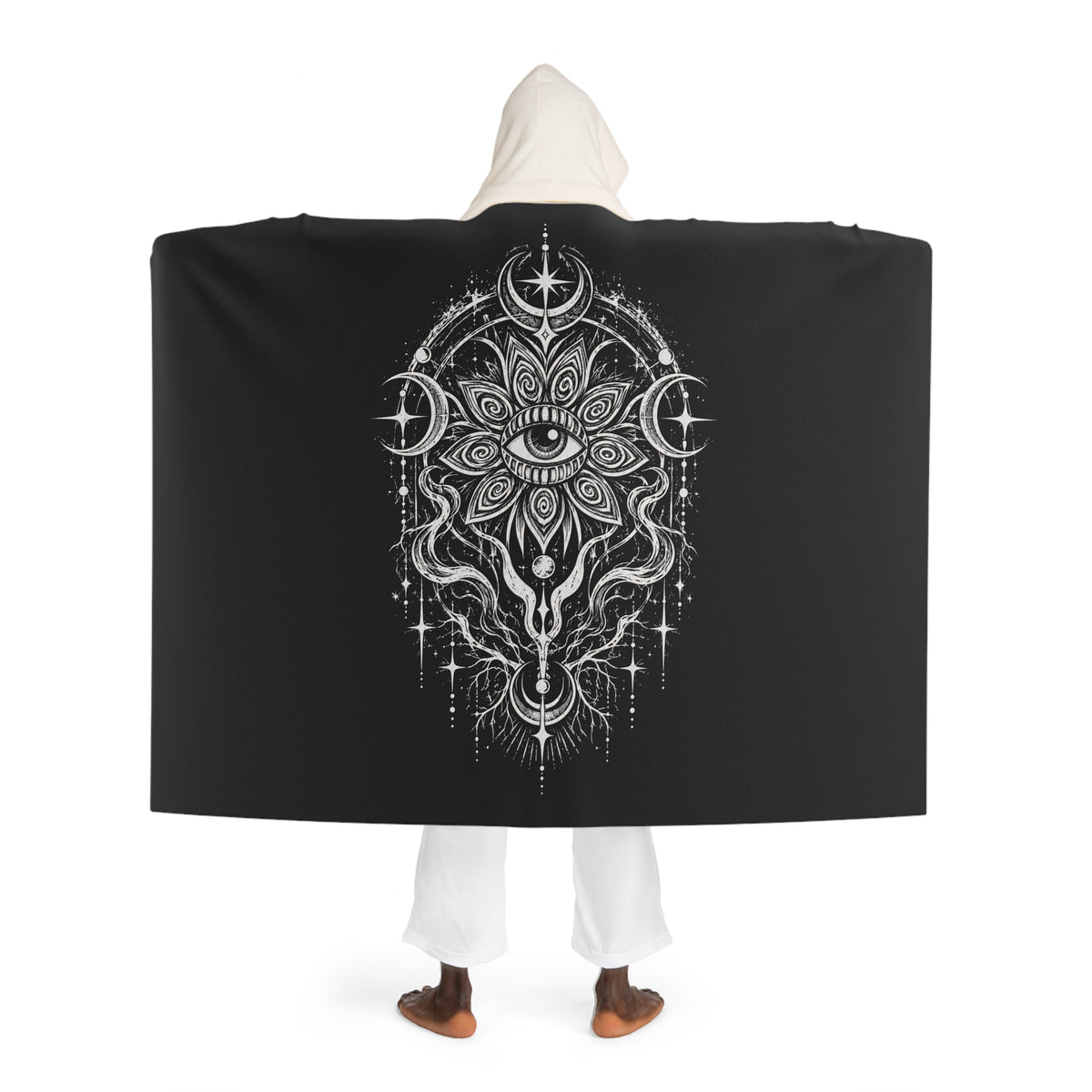 Hooded Sherpa Blanket – Black Celestial Fleece Hooded Throw