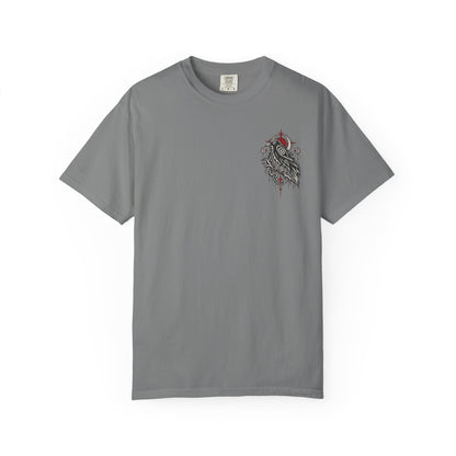 Raven Skull Graphic T-Shirt — Gothic Crow Illustration Tee
