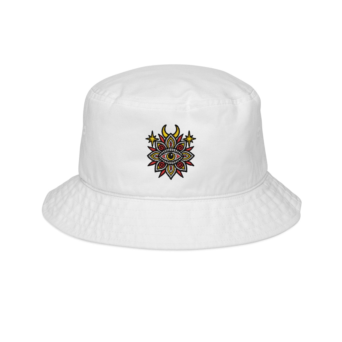 Karma Crow Mystical Eye Embroidered Bucket Hat – Gothic Celestial Hat