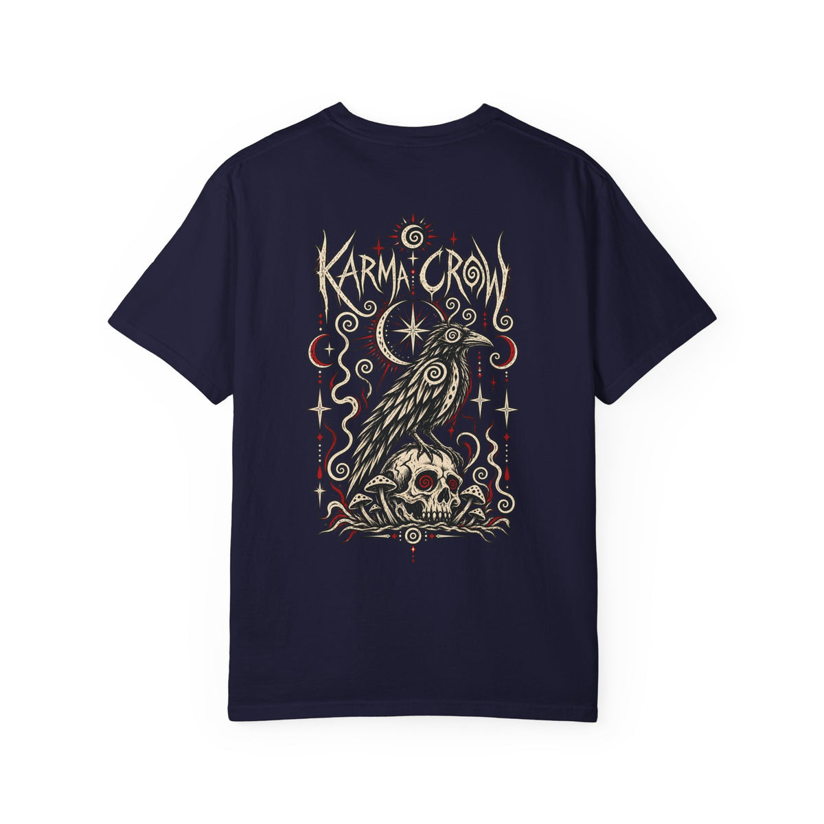 Raven Skull Graphic T-Shirt — Gothic Crow Illustration Tee