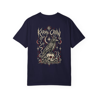 Raven Skull Graphic T-Shirt — Gothic Crow Illustration Tee