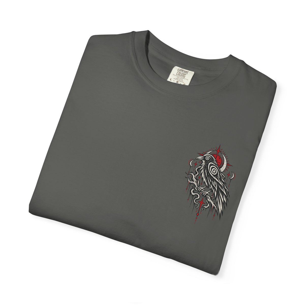 Raven Skull Graphic T-Shirt — Gothic Crow Illustration Tee