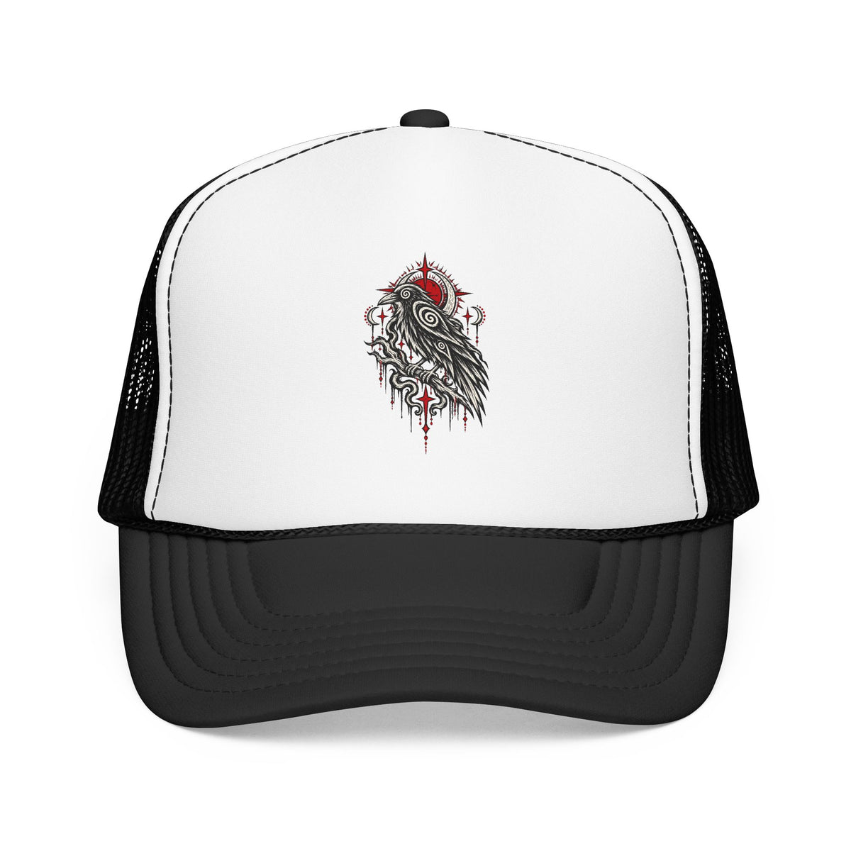 Karma Crow Raven Trucker Hat — Gothic Crow Mesh Cap