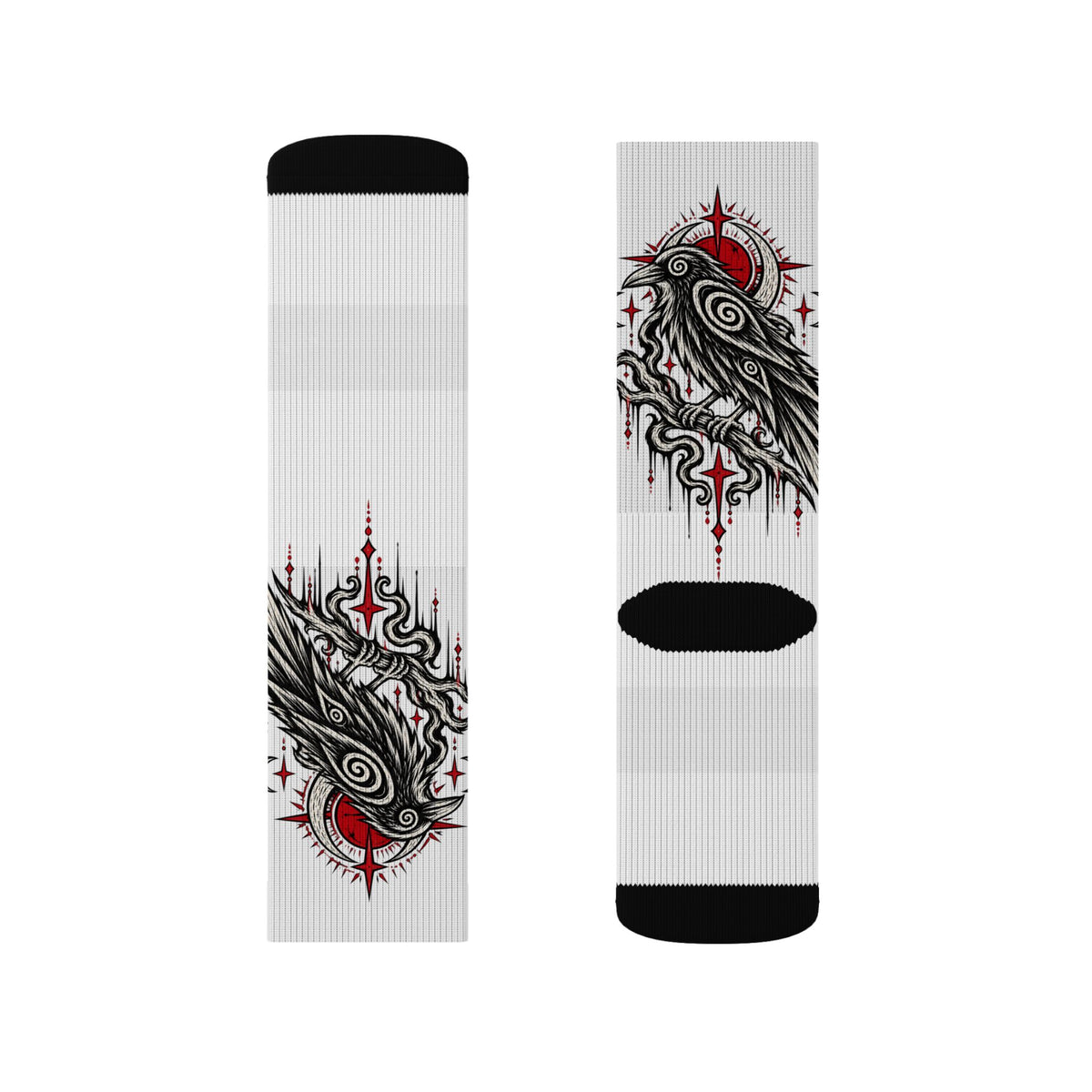 Karma Crow Raven Socks — Gothic Crow Sublimation Crew Socks