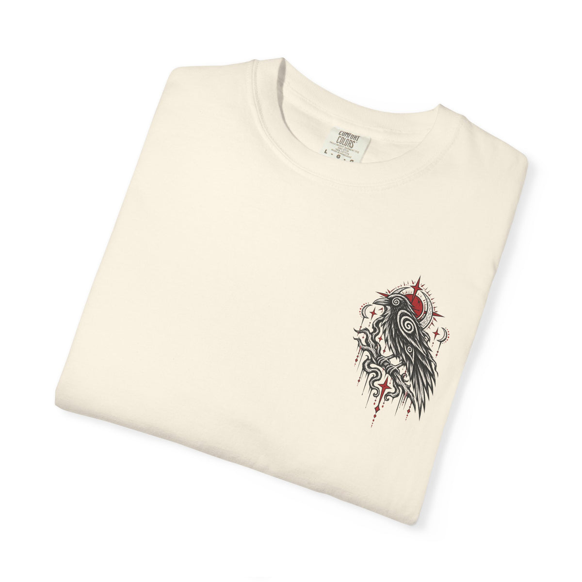 Raven Skull Graphic T-Shirt — Gothic Crow Illustration Tee