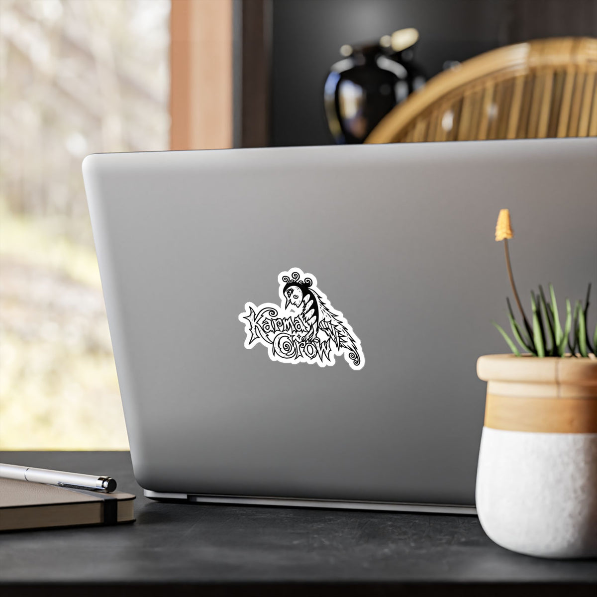 Karma Crow Raven Vinyl Decal — Gothic Crow Sticker