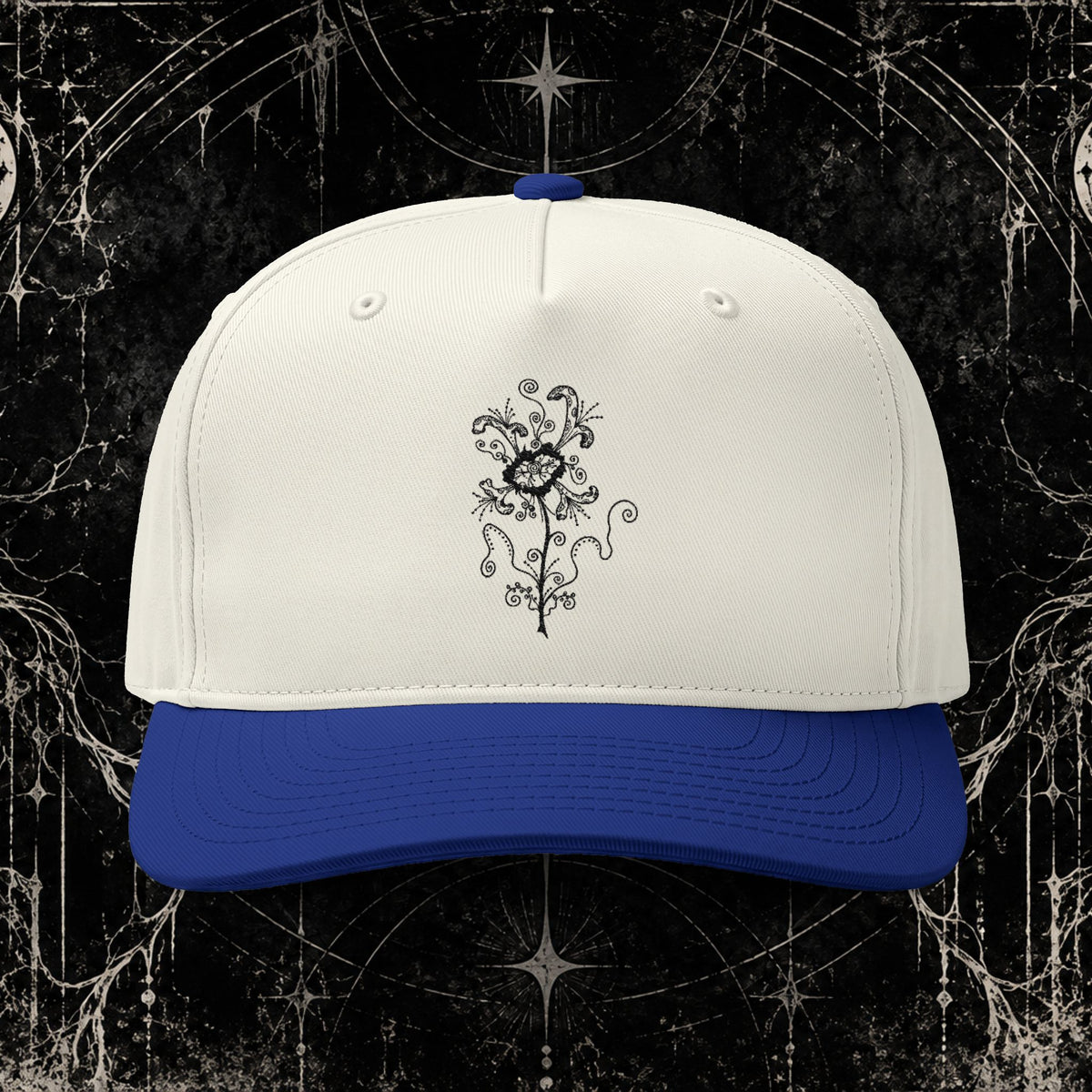 Embroidered Vintage Rose Two-Tone Cap