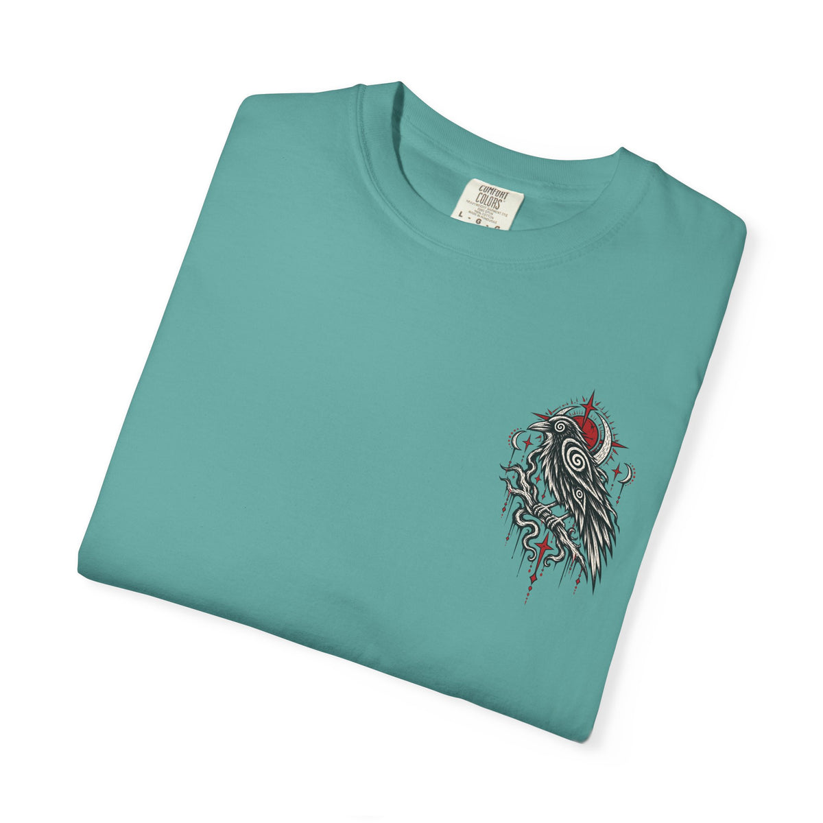 Raven Skull Graphic T-Shirt — Gothic Crow Illustration Tee
