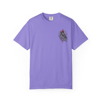 Raven Skull Graphic T-Shirt — Gothic Crow Illustration Tee