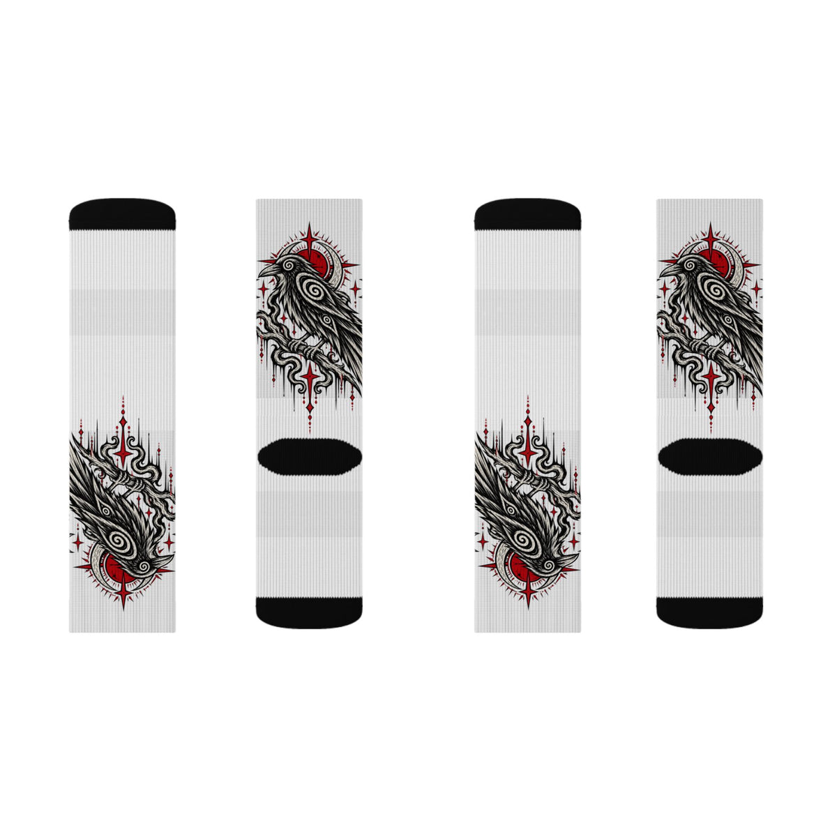 Karma Crow Raven Socks — Gothic Crow Sublimation Crew Socks