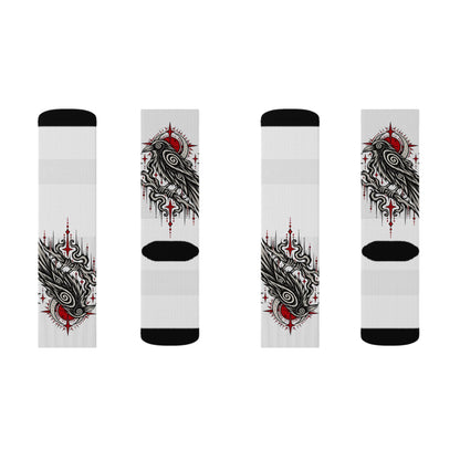 Karma Crow Raven Socks — Gothic Crow Sublimation Crew Socks