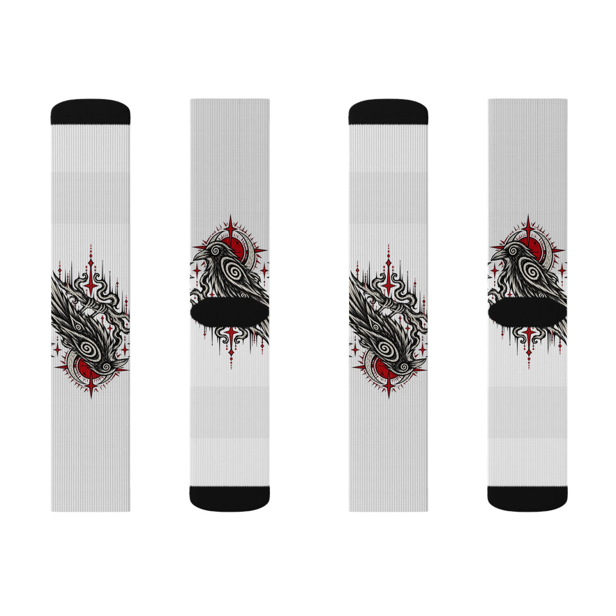 Karma Crow Raven Socks — Gothic Crow Sublimation Crew Socks