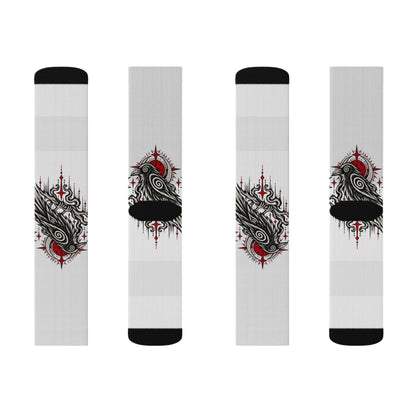 Karma Crow Raven Socks — Gothic Crow Sublimation Crew Socks