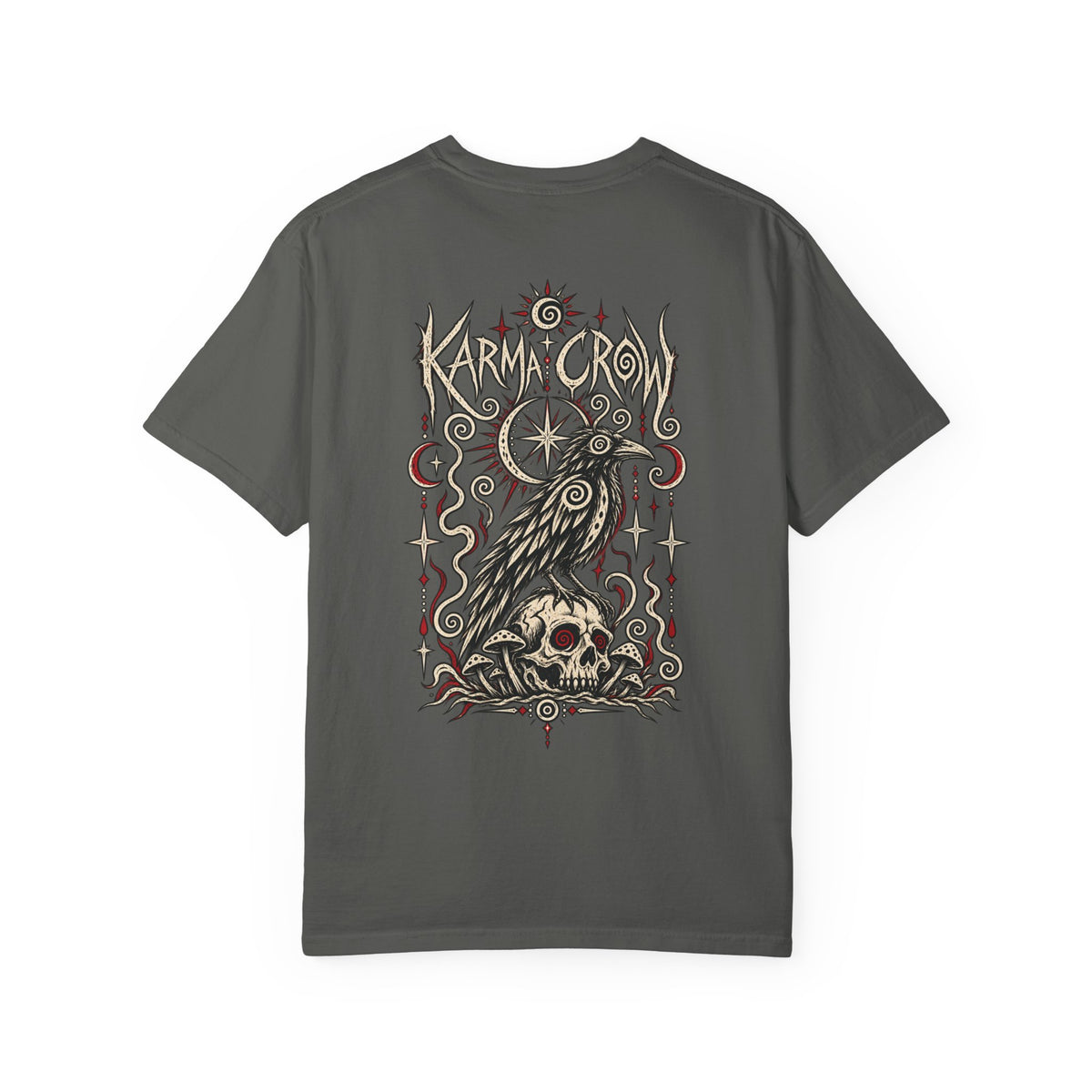 Raven Skull Graphic T-Shirt — Gothic Crow Illustration Tee